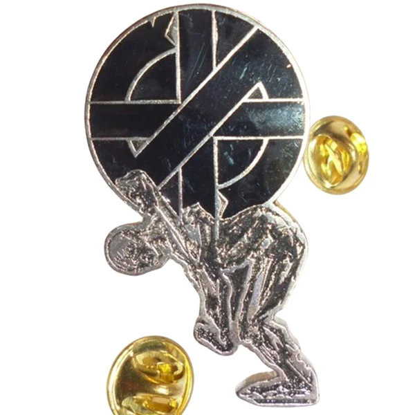 Crass | Pin Badge Man Carrying Logo - Image 2