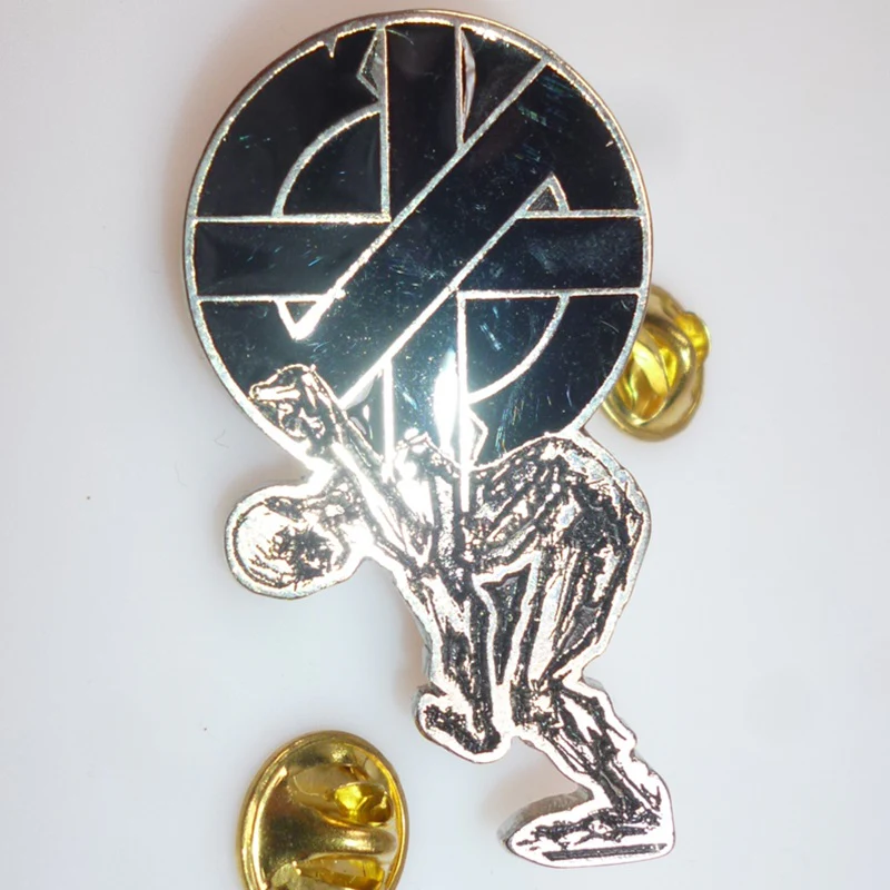 Crass | Pin Badge Man Carrying Logo - Image 3